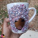 'Drink Essential' 10oz Ceramic Rhinestone Bling Tea Coffee Afro Mug #5