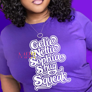 'Streetwear Essential' Color Purple Ladies Names TShirt (S-2X)