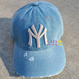 'Accessory Essential' Denim NY Baseball Cap Hat (OS)