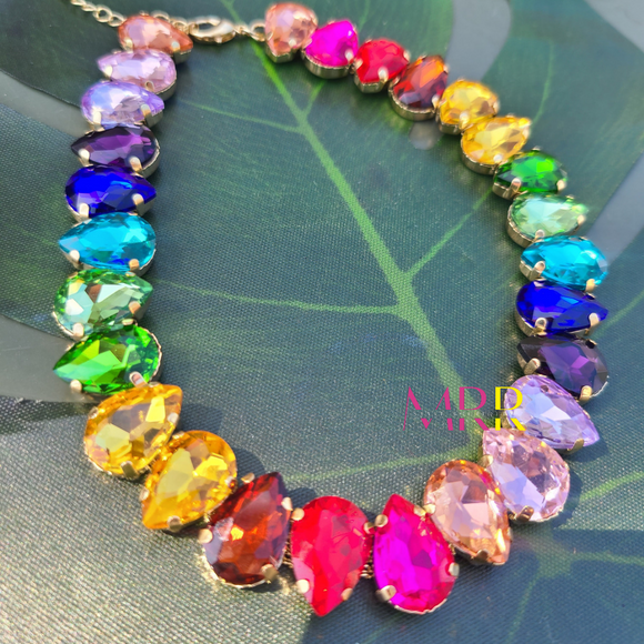 'Accessory Essential' Multicolor Droplet Jeweled Necklace