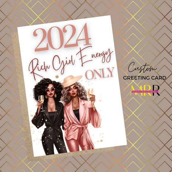 'Holiday Essential' Rich Girl Energy 2024 Greeting Card