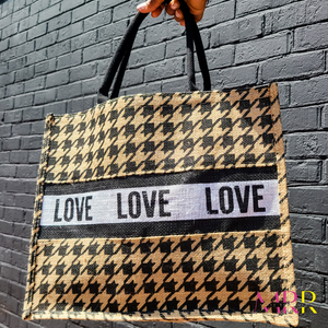 'High Fashionista Essential' Canvas LOVE Tote (HOUNDSTOOTH)