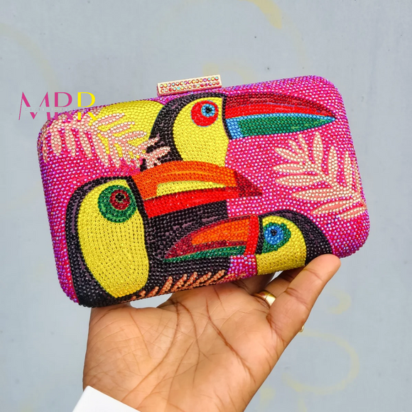 'High Fashionista Essential' Bling Parrot Clutch PINK