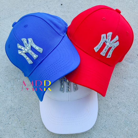 'Accessory Essential' Rhinestone NY Baseball Cap Hat (OS)