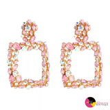 'Accessory Essential' Cubique Hammered Rhinestone Earrings IRIDESCENT