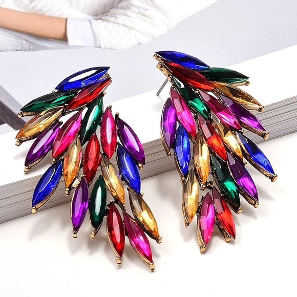 'Zani' Multicolor Rhinestone Burst Earrings (OS)