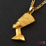 'Mini Nefertiti' Cuban Link Chain Necklace GOLD