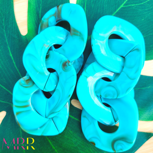 'Accessory Essential' Feechi Exaggerated Link Dangler Earrings TURQUOISE