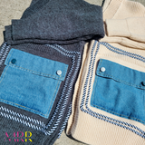 'Chic Essential' Denim Pocket Sweater Cardigan (OS) GRAY