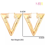 'Accessory Essential' Triangle Bamboo Hollow Dangler Earrings GOLD
