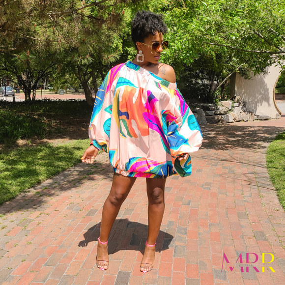 'Chic Essential' Floral Off Shoulder Balloon Dress (OS)