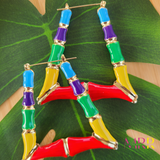 'Accessory Essential' Multicolor Bamboo Hollow Dangler Earrings RED