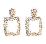 'Accessory Essential' Cubique Hammered Rhinestone Earrings IRIDESCENT