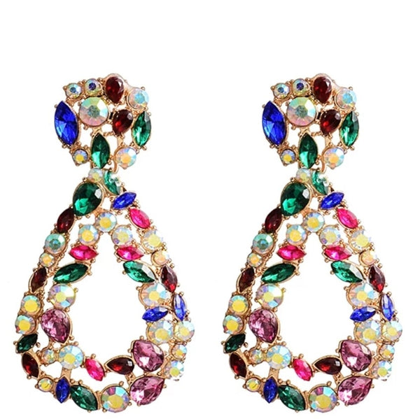 'Kaz' Multicolor Rhinestone Dangle Earrings